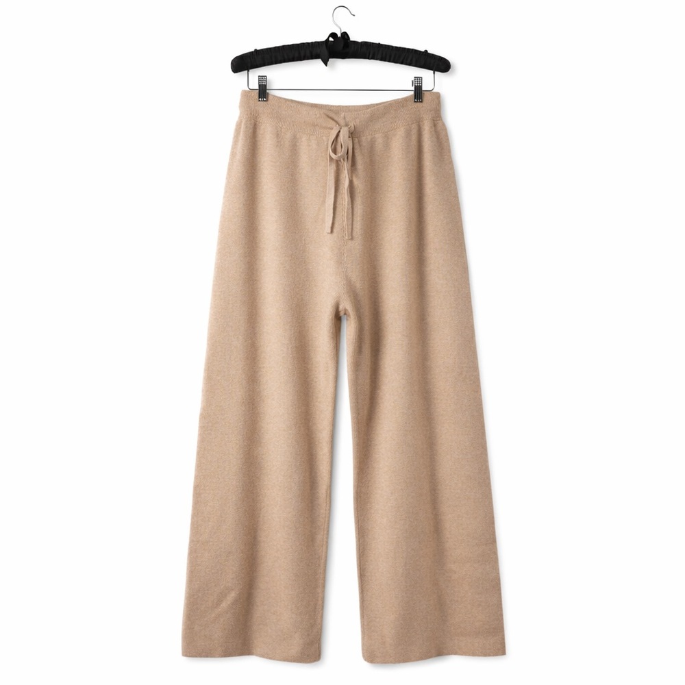 Tan Wide-Leg weighted lounge Pants